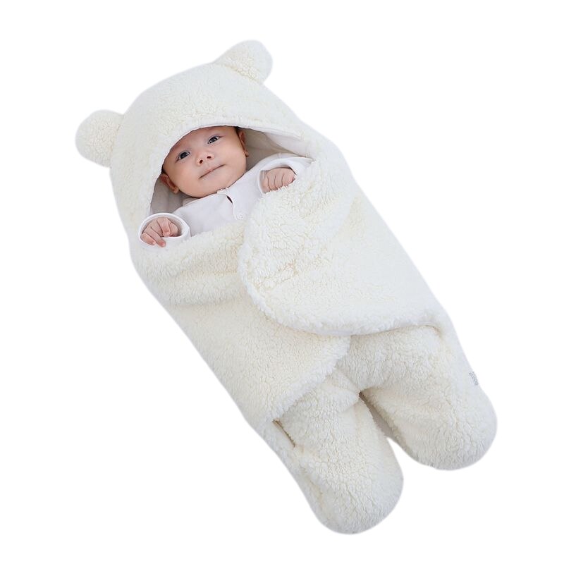 Baby Slaapzak Ultra-Zachte Pluche Fleece Pasgeboren Ontvangen Deken Baby Jongens Meisjes Clothessleeping Nursery Wrap Inbakeren: white / 2M