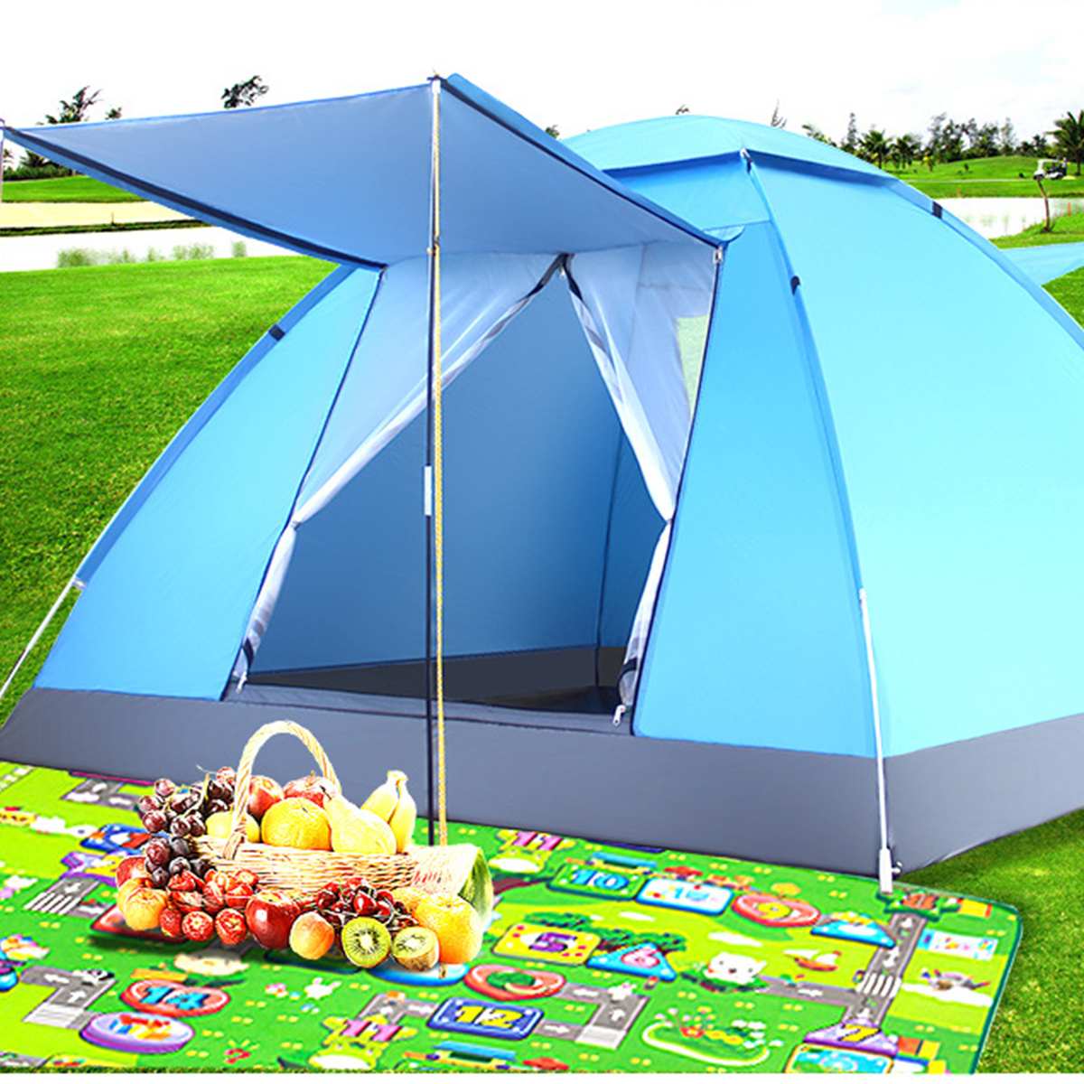 4 Person Fishing Picnic Beach Tent Foldable Travel Camping Tent UV Protection Beach Tent Summer Beach Tent