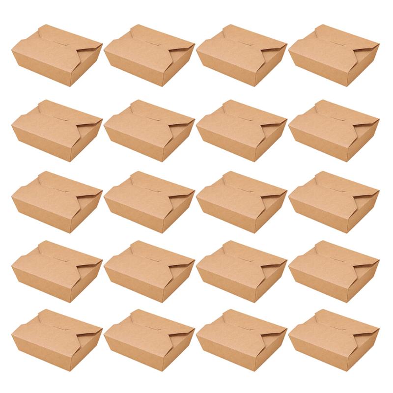 20Pcs Kraftpapier Lunchbox Wegwerp Maaltijd Prep Containers Voedsel Afhalen Dozen Voor Restaurant Home Verpakt Meeneem Doos
