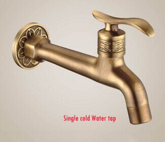 Long Antique brass decorative garden faucets single cold bibcocks washing machine tap outdoor faucet: White