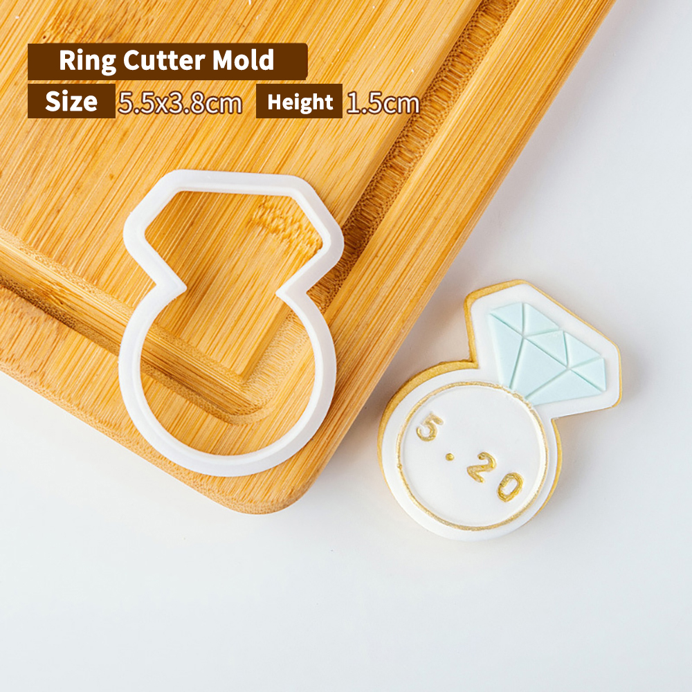 Cortadores de émbolo de galletas de cumpleaños para novio de boda, molde de pastel de Fondant, herramientas de decoración de pasteles de Sugarcraft, sello de galletas: violet