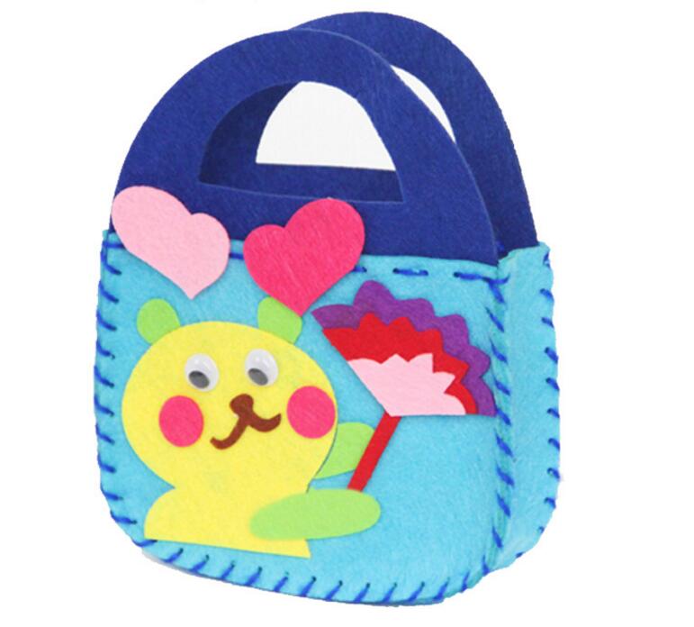 FAI DA TE Non Tessuto Borsa A Mano In Tessuto Fatti A Mano giocattolo Del Fumetto Stereo Pasta Arts & Crafts Giocattoli per la Scuola Materna Del Bambino Dei Bambini i principianti GYH: Blue heart bear