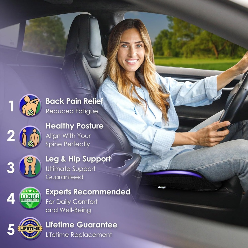 Cuscino per seggiolino auto per alleviare il mal di schiena Cuscino per seggiolino auto in cotone memory per sedie da ufficio Cuscino per sedile antiscivolo per alleviare la pressione