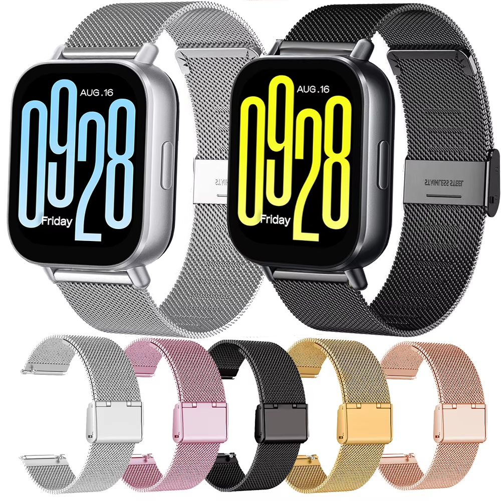 Bracelet de montre milanais en métal pour Xiaomi Redmi Watch 5 Active/5 Lite/3 Active/3 Lite, Bracelet de remplacement en acier inoxydable