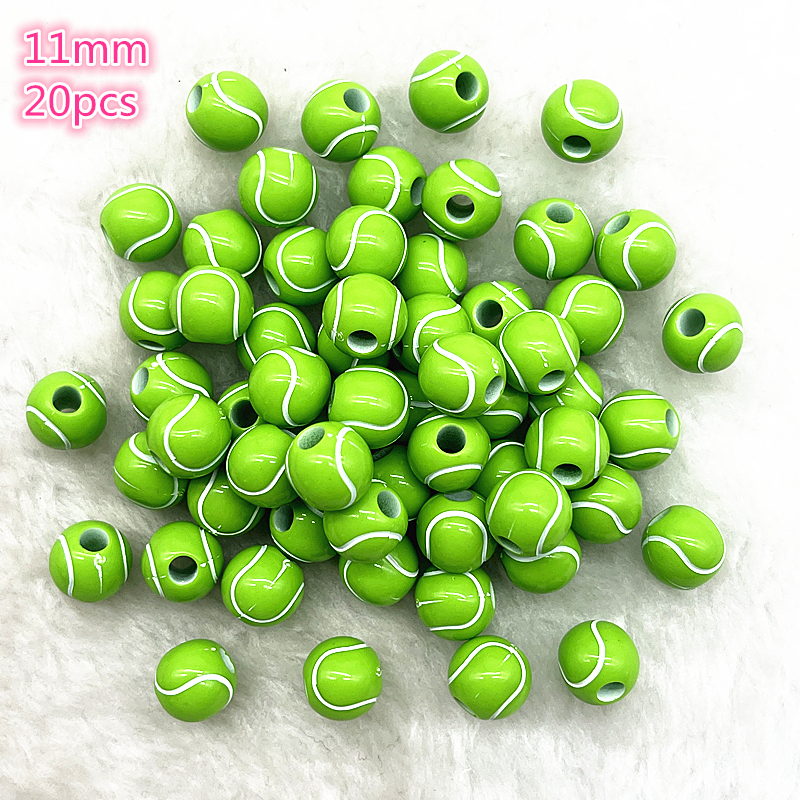 10-20 piezas deporte Rugby tenis baloncesto fútbol voleibol cuentas espaciador cuentas acrílicas para fabricación de joyería DIY pulsera collar: Caqui