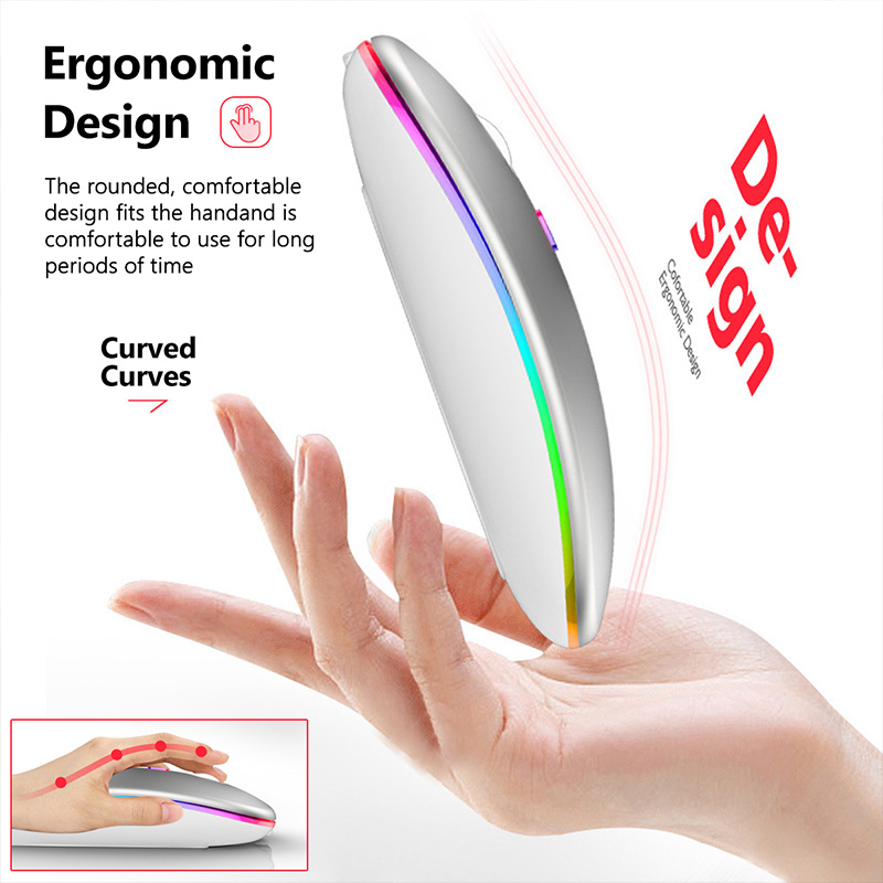 Draadloze Muis Rgb Oplaadbare Bluetooth Muis 2.4G Stille Mause Ergonomische Mini Muis Usb Optische Muizen Voor Pc Laptop Computer
