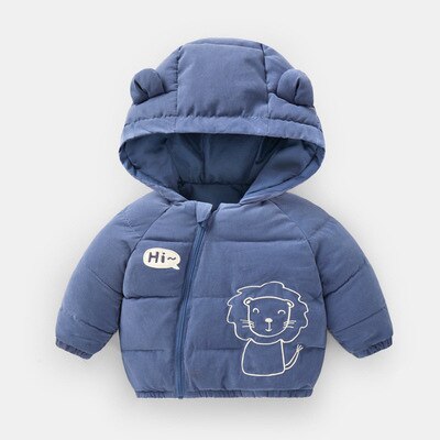 Baby Katoenen Jas Winter Kleding 6 Maand Gewatteerde Jas Top Te Houden Warm Jongens En Meisjes 1-3 Jaar oud Hooded Rits Dier Kleren: blue / 110CM