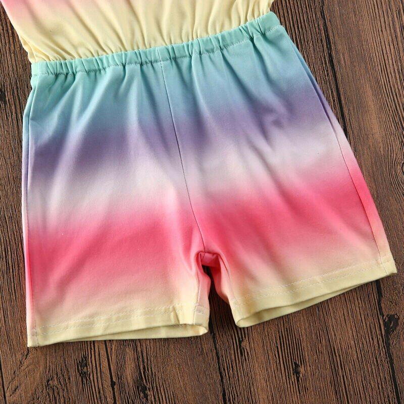 Capretti di estate Del Bambino Vestiti Delle Ragazze Senza Maniche Arcobaleno Pagliaccetto Della Tuta Prendisole Abiti Bambini Tute e Salopette