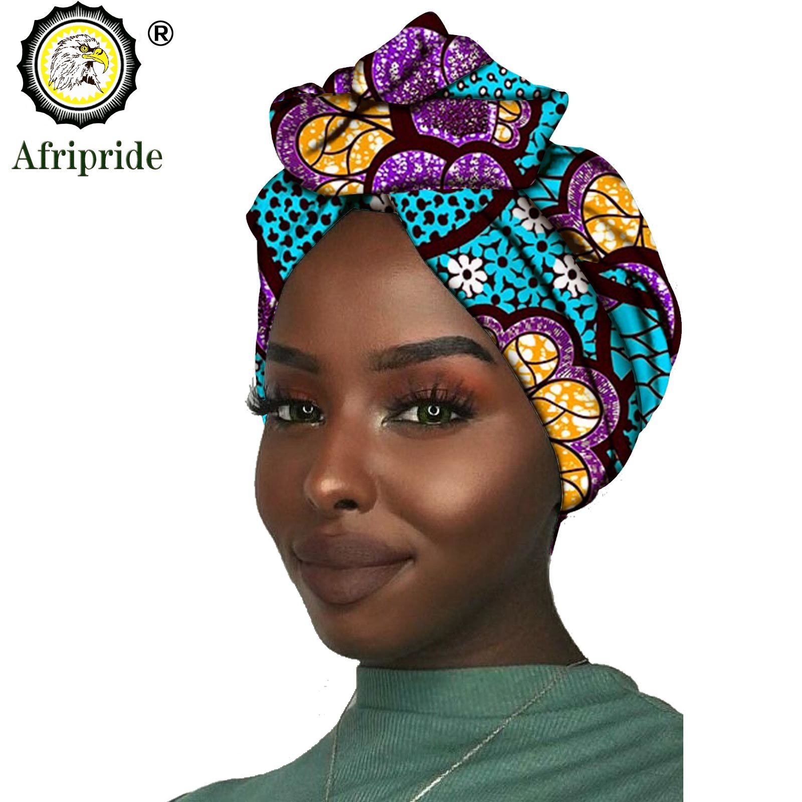 Nueva africana, diadema para mujer, tela de cera de algodón, pañuelo tradicional para la cabeza, turbante, cera de algodón puro AFRIPRIDE S001