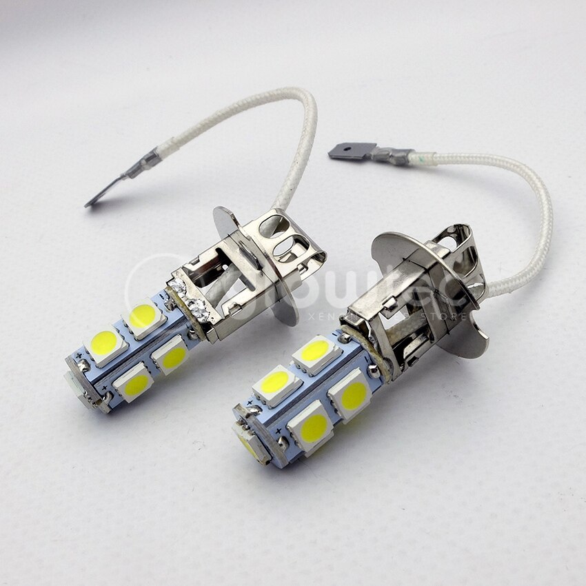 2 Stuks H3 9SMD 5050 Wit 9 Smd Lamp Koplamp Helderheid Led DC12V Auto Mistlamp Lamp Led lampen 6500K Glowtec