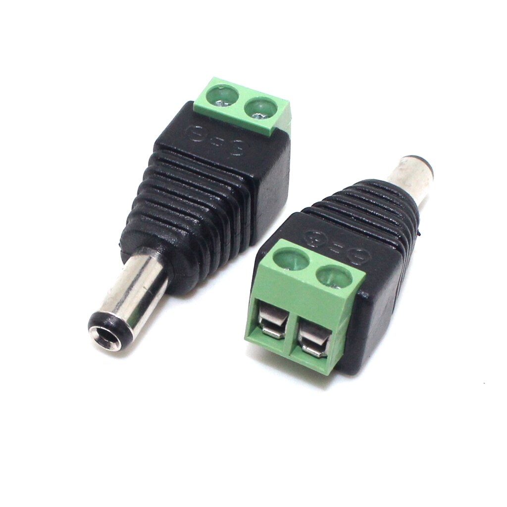 Adaptador de enchufe macho/hembra para CCTV, 12V, 5,5x2,1mm, luz LED de un solo color, 10 Uds.: Green Male