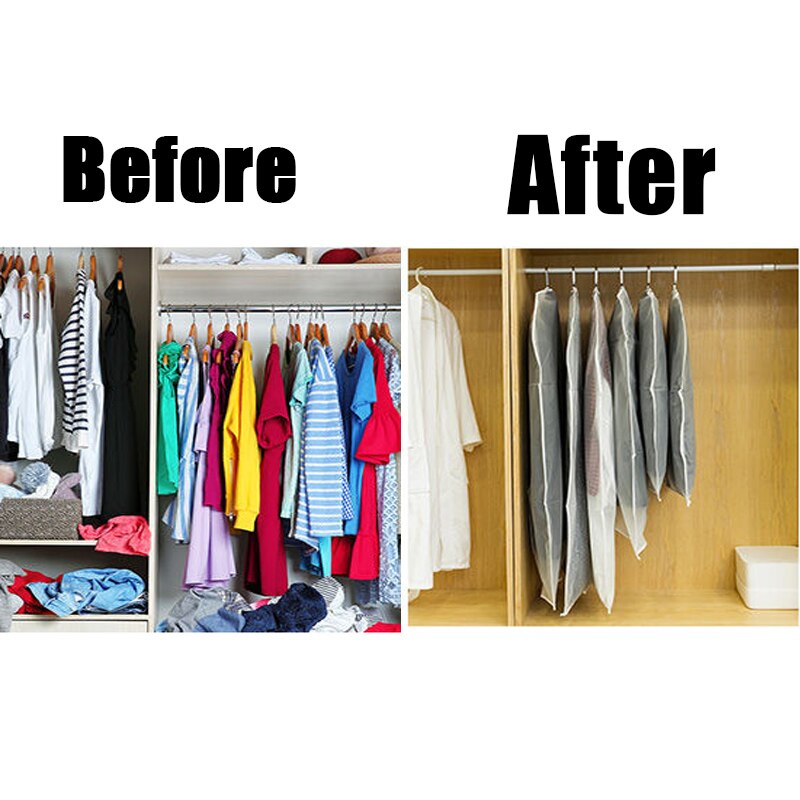 Transparent Dustproof Cloth Cover Bags Wardrobe Organizador Armario Saver Space Holder Hanging Clothes Dust Cover