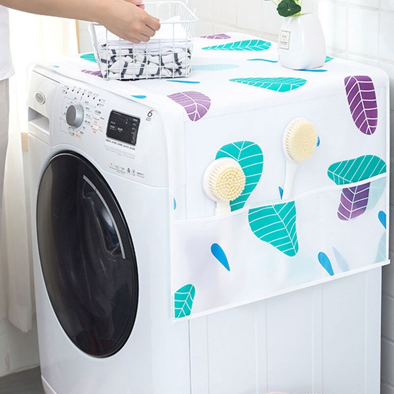 Printed Cotton Washing Machine Cover Multipurpose Household Refrigerator Pocket Dust Proof Cover Home Textile Dust Cloth