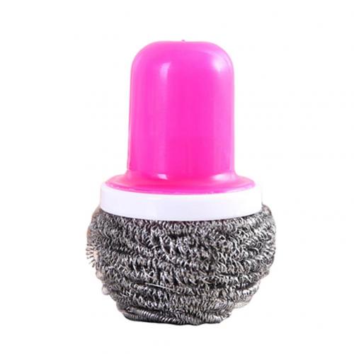 Home Kitchen Stainless Steel Wire Ball Pot Dish Cleaning Brush Washing Scrubber: Pink