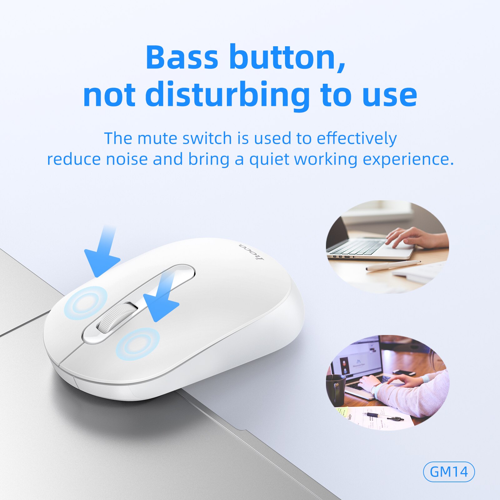 Hoco Portable Wireless Mouse 1200 DPI Silent Mouse For PC Computer/Laptop 2.4GHz Noiseless USB Wireless ABS Mice For Home Office