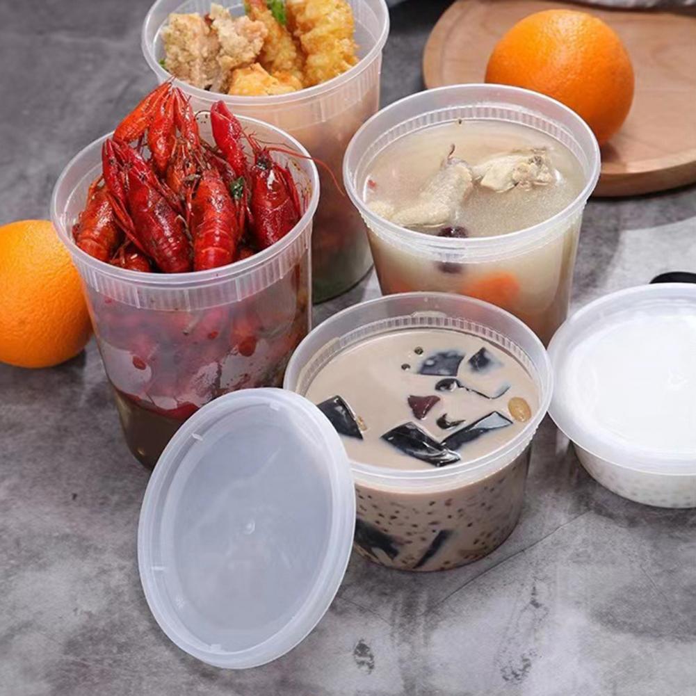 20Pcs Airtight Food Storage Containers Snap-on Lid Deli Organizer Boxes Round Plastic Food Storage Boxes kitchen Accessories