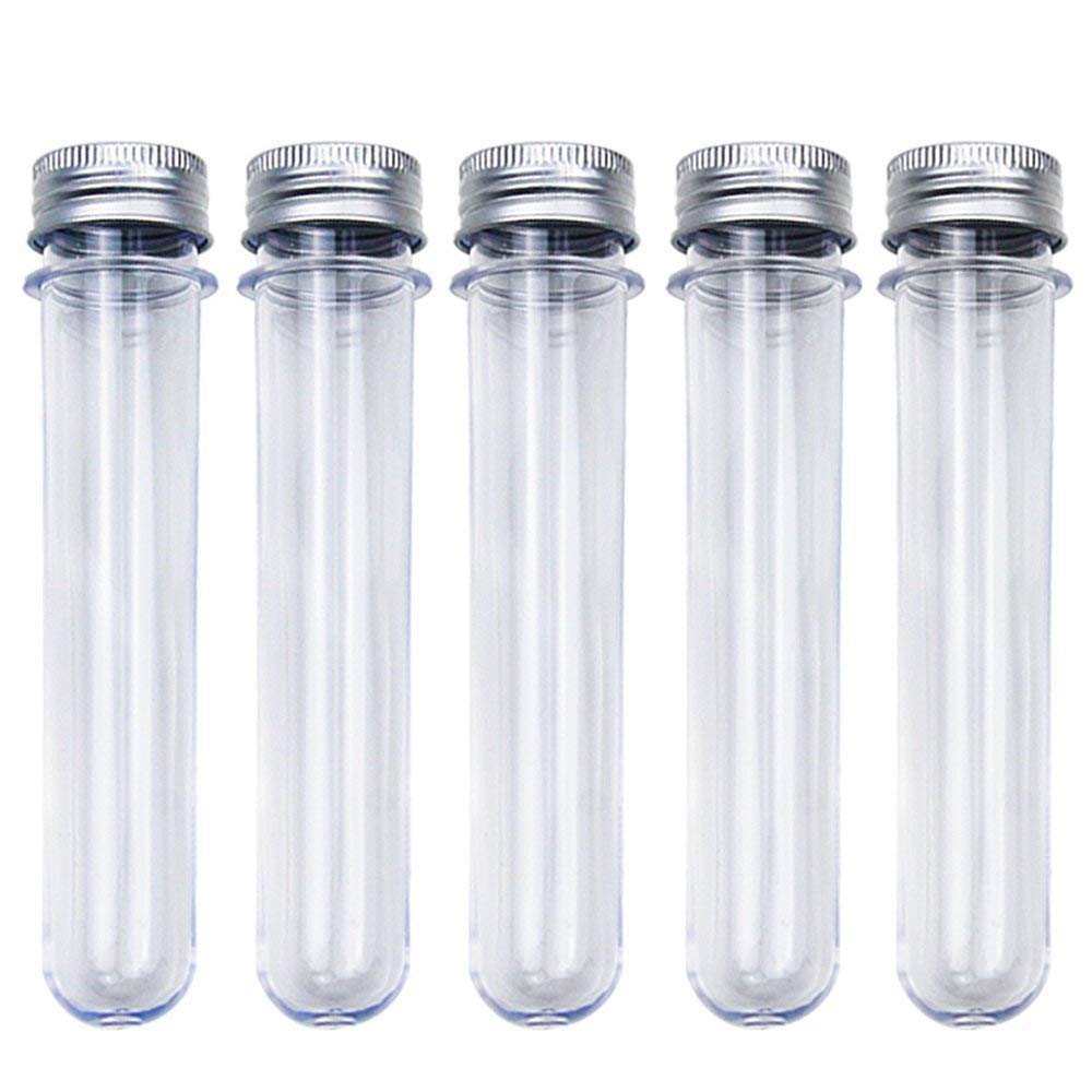 40ml Uitstekende Plastic Transparante Test Buizen Met Aluminium CapS Flessen 25x140mm Party Gunsten Lab Supplies