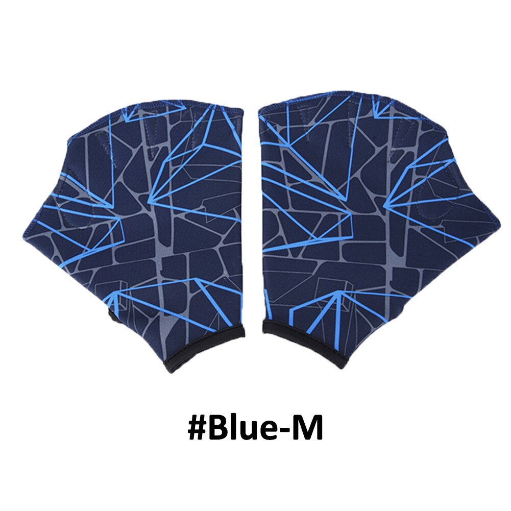 1 Pair Swimming Hand Finger Fin Learning Swimming Pool Accessory Finger Wear Flippers Training Diving Gloves Swim Pool Paddles: Blue M