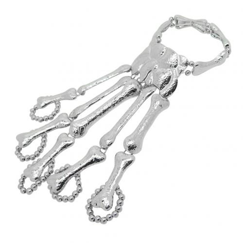 Nachtclub gotisch Punk Schädel Finger Armbänder für Frauen Skelett Knochen Hand Armbänder Armreifen Weihnachten Halloween: silber- Lengthening