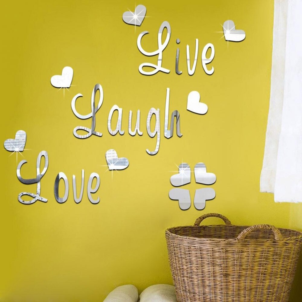 Live Laugh Love 3D Spiegels Vlinder Muurstickers Decal Wall Art Verwijderbare Kamer Bruiloft Decor Thuis Muursticker Voor Kids kamer