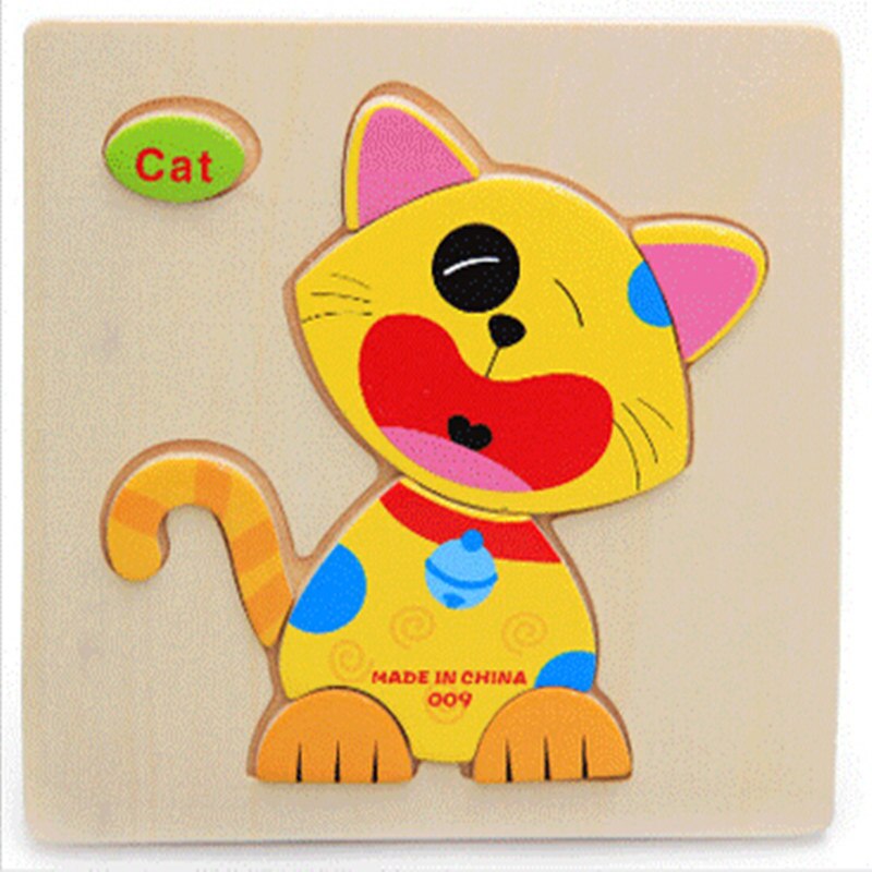 holz 3D Puzzle Puzzle Holz Spielzeug Für Kinder Cartoon Tier Puzzles Intelligenz Kinder Kinder Pädagogisches Spielzeug: Cat