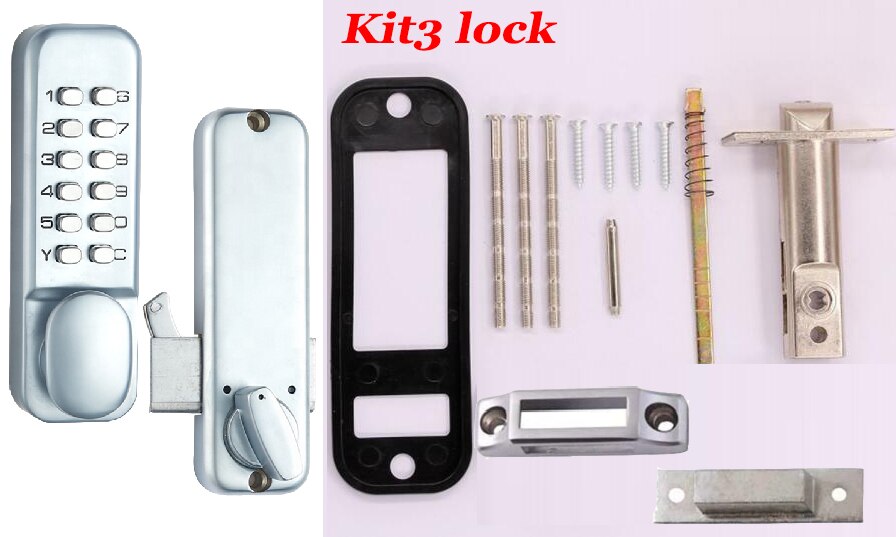 Waterproof Gate Lock Mechanical Keyless Door Lock Deadbolt Keypad Digital Lock Handle Key Code Combination Lock Zinc Alloy: Kit3