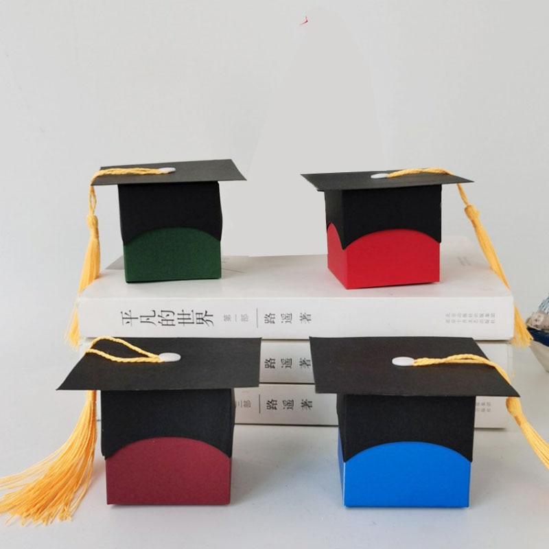 50pcs/lot Graduation Bachelor Cap Chocolate Box Sweets Box Packing Box High School Celebration Party Supplies