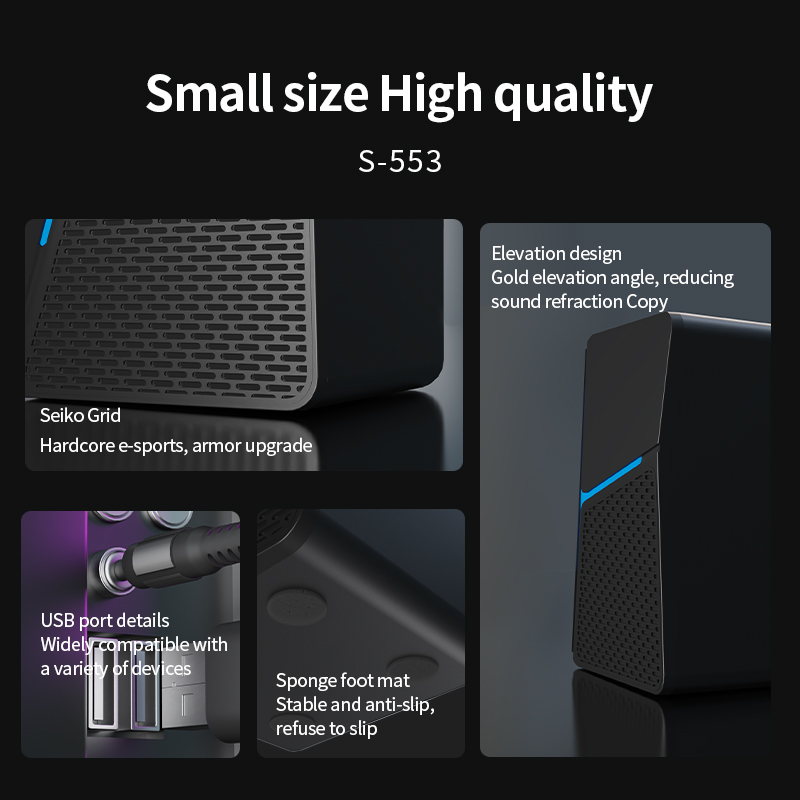 Sorex s -553 kablet lydcomputer stationær subwoofer hjemmestationær bærbar computer lille højttaler usb multimedie sort