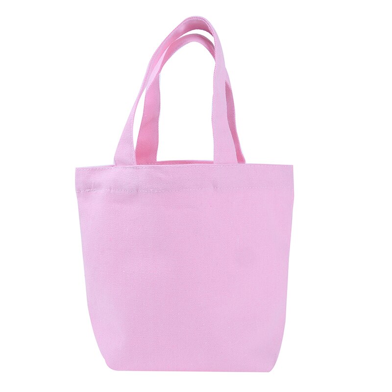 Sac à main en toile de couleur unie sac à provisions pour femme fille sac à Lunch Portable sac de pique-nique sac de rangement pour femme sac 23*21*10cm: Rose