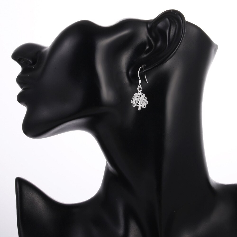 Sinta S925 Sterling Zilveren Oorbellen Silvertree Crystal Casual Earring Voor Vrouwen Verjaardag