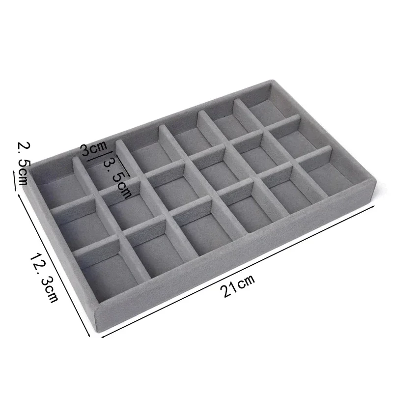 Velvet Jewelry Accessories Display Organizer Desktop Makeup Storage Box Earring Bracelet Ring Brooch Classification Drawer Tray: black