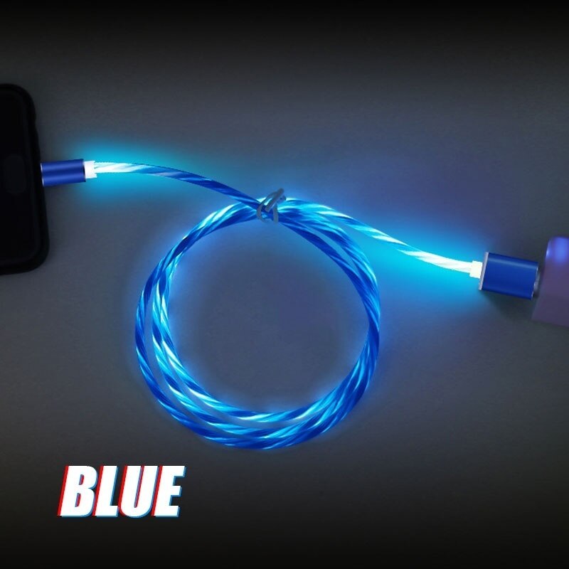 Magnetische Usb Kabel Lichtgevende Verlichting Kabel Voor Samsung A51 A71 A52 A72 A32 A21S A42 A31 A41 S21 S20 Fe s10 Note20 Ultra Plus A70: Blue / for iPhone