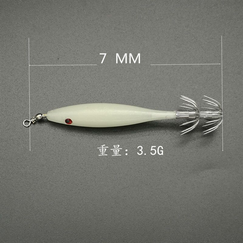 5 unids/bolsa anzuelo luminoso de calamar 7cm anzuelo de calamar brillante anzuelo de pesca de sepia pequeño Señuelos de Pesca de Mar cebo de pesca