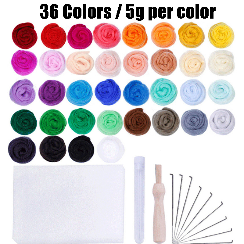 Wool Roving Needle Felting Starter Kit Wool Felting Tool Kit with Felting Needles, Foam Mat, Needle Felting for DIY Doll Making: Style 5