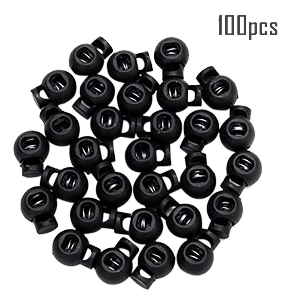 Touw Koord Sloten 100Pcs Clip End Ronde Bal Vorm Bagage Lanyard Stopper Schuiven