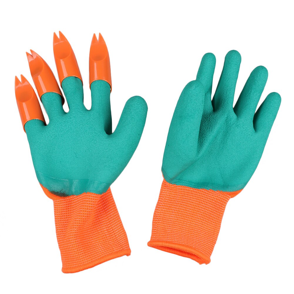 Guantes de jardín con garras de plástico ABS, guantes de goma para jardín, jardinería, excavación, plantación, herramientas de uso doméstico resistentes al agua para exteriores: Green Orange