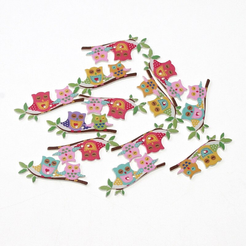 50Pcs Mixed Style 2 Holes Wood Buttons For Clothes Sewing Craft Scrapbooking Handicraft Buttons DIY Apparel Accessories: B02308-2