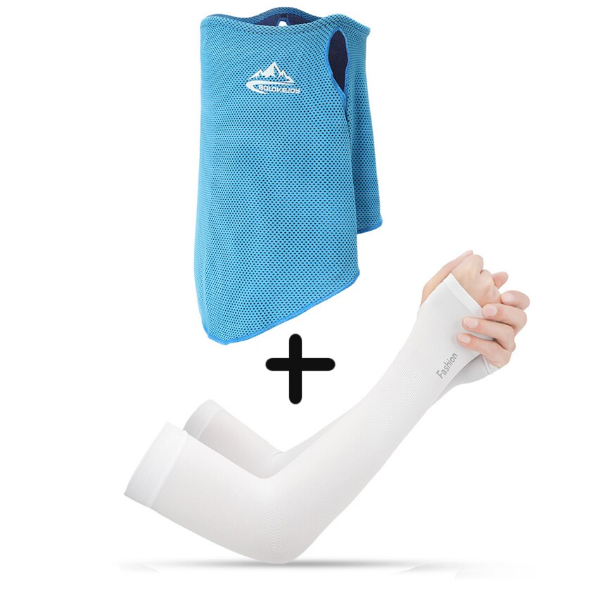 Mannen Hoofddeksels Bandana Fietsen Half Gezichtsmasker Neck Hood Cover Rijden Stofdicht Anti-Zweet Ademend Fiets Hoofd Sjaal voor Mannen: Scarf and Sleeves G