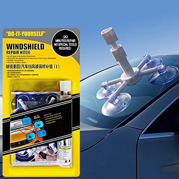 Windscreen Windshield Repair Kit Suction Cup Window Glass Crack Repairing for Car TD326