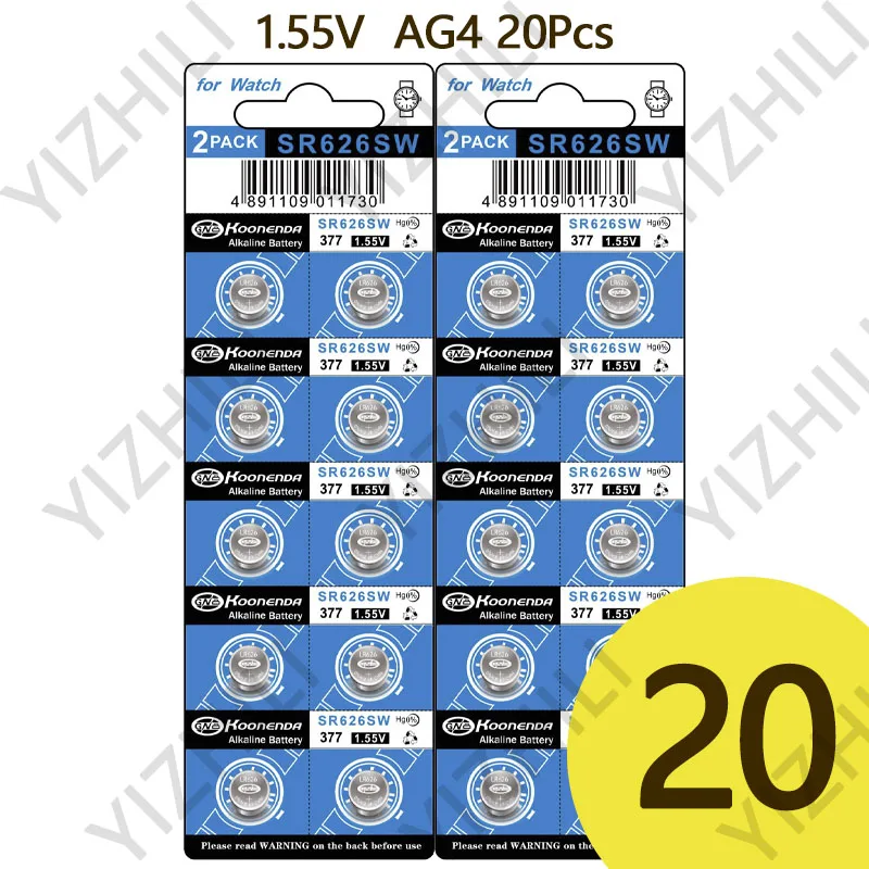 1.55V AG4 LR66 377 LR626 L626F SR626SW 377A 100% oryginalny przycisk baterii do zegarka elektroniczny zegar ruch prezenty: Black