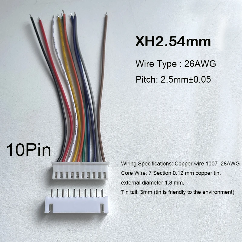 10 zestawów JST XH2.54 XH 2.54mm złącze kabla 2 3 4 5 6 7 8 9 10 PIN gniazdo wtykowe męskie i żeńskie: Srebrny / 10-19 Sztuk
