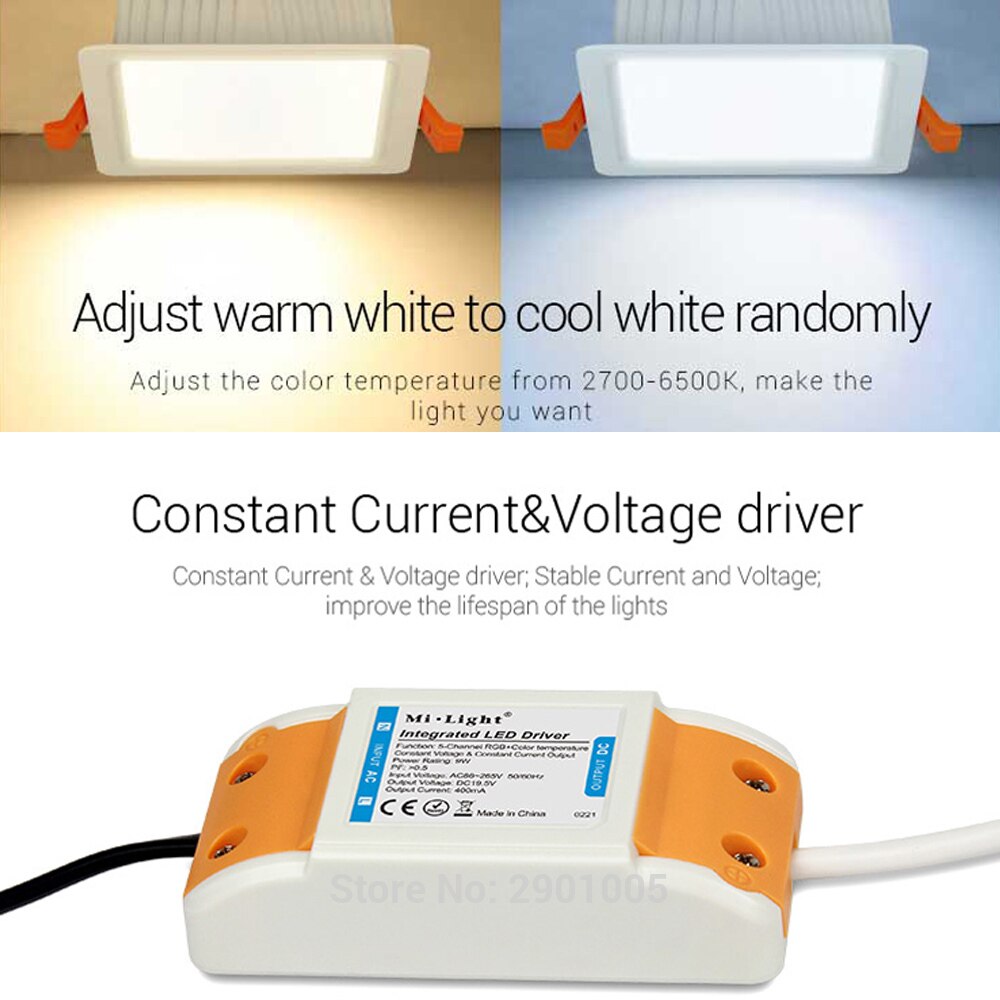 9W RGB+CCT Square LED Downlight smart Indoor living room light AC100- 220V can Mobile phone control remote control