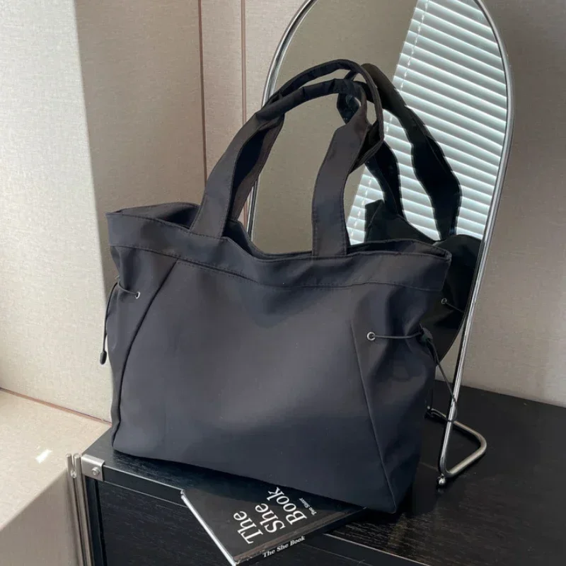 Bolso de mano informal de gran capacidad para mujer, bolso de viaje sencillo, bolso de hombro grande, bolsos estéticos, bolso de mano con cordón
