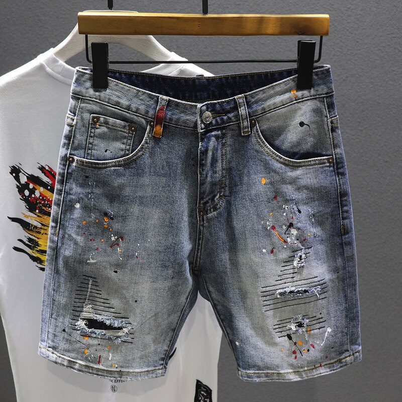 Jet Lag Pantaloncini Jeans Uomo Modello Evan - Gamba Larga, Tasca Con Velcro E Cerniere, Vita Regolabile