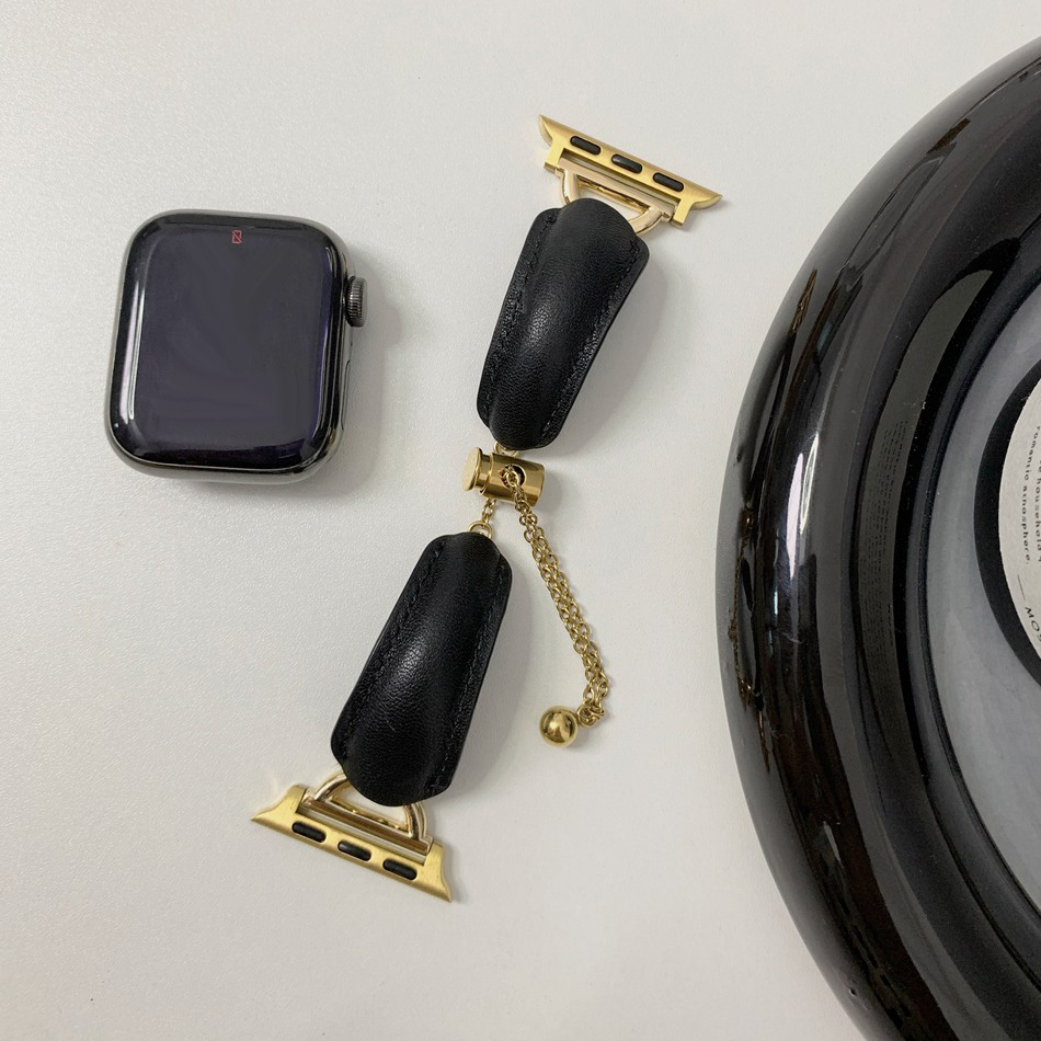 Luksus d-læderrem til apple watch series 10 9 8 7 6 se 5 4 3 38/40/41/42/44/45/46mm iwatch ultra 2 49mm rem metalarmbånd: Xs / 橄榄绿