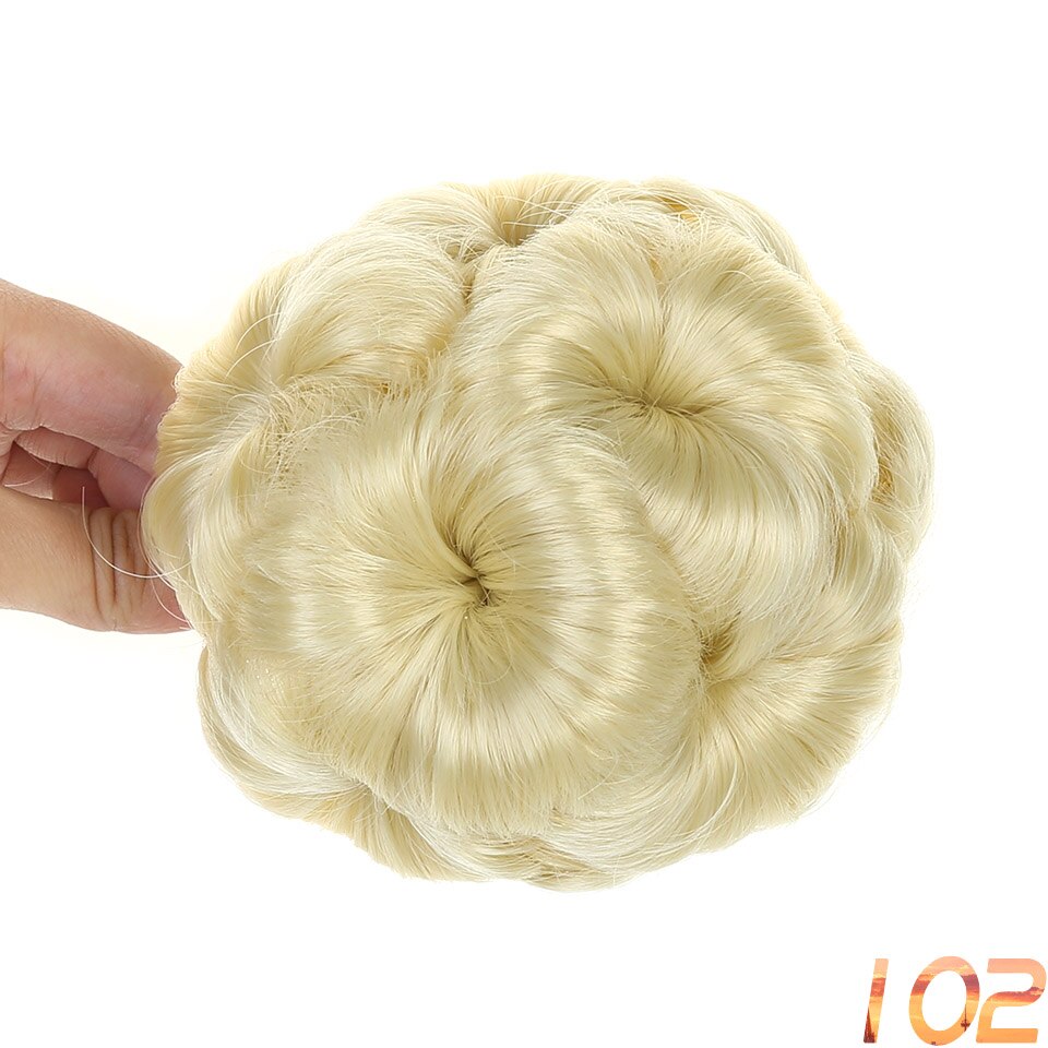 Women Chignon Hair Bun Donut Clip In Hairpiece Extensions 9 Flowers Roller Synthetic High Temperature Fiber Chignon AOSIWIG: #3