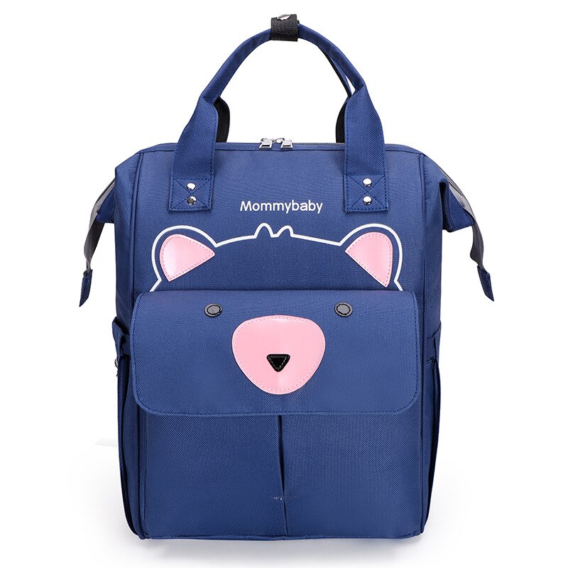 bolsa pañales mochila maternal pañalera LEQUEEN-Bolsa de pañales para bebés, mochila impermeable para mamá, bolsa de maternidad, bolsa de pañales para mantener el calor, cochecito de mamá: Blue bear