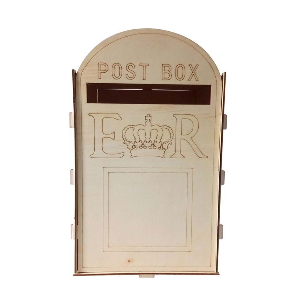 DIY Wedding Card Box Royal Mail Style Ornaments Wooden Wedding Mailbox Post Box With Mini Lock For Baby Shower Party Wedding: Style 2