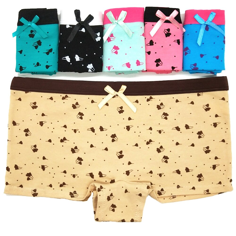 3pcs/lot Cotton Panties Printed Women's Boyshort Female Breathable Ladies Safety Underwear Girls Underpant Flat Boxer Shorts