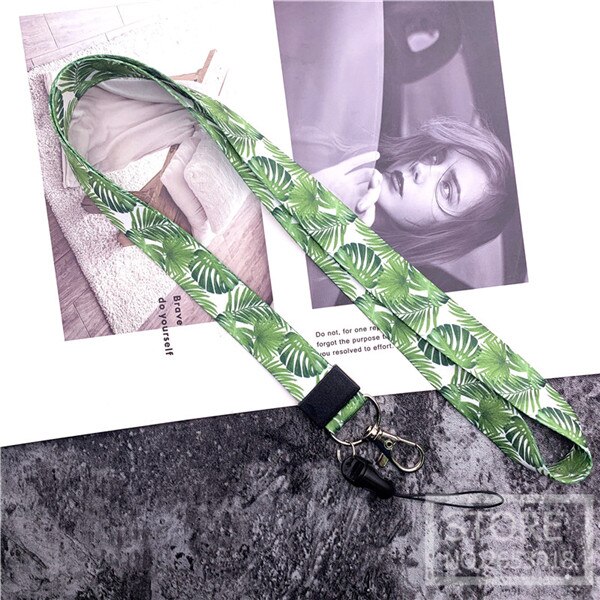 Products Yellow Flower Red Flower Phone Lanyard Strap Small Fresh Green Leaf Mobile Phone Lanyard Neck Straps: DZS-00473